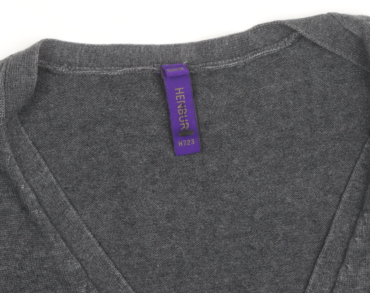 Henbury Women’s Grey V-Neck Cardigan Size Small Cotton Blend