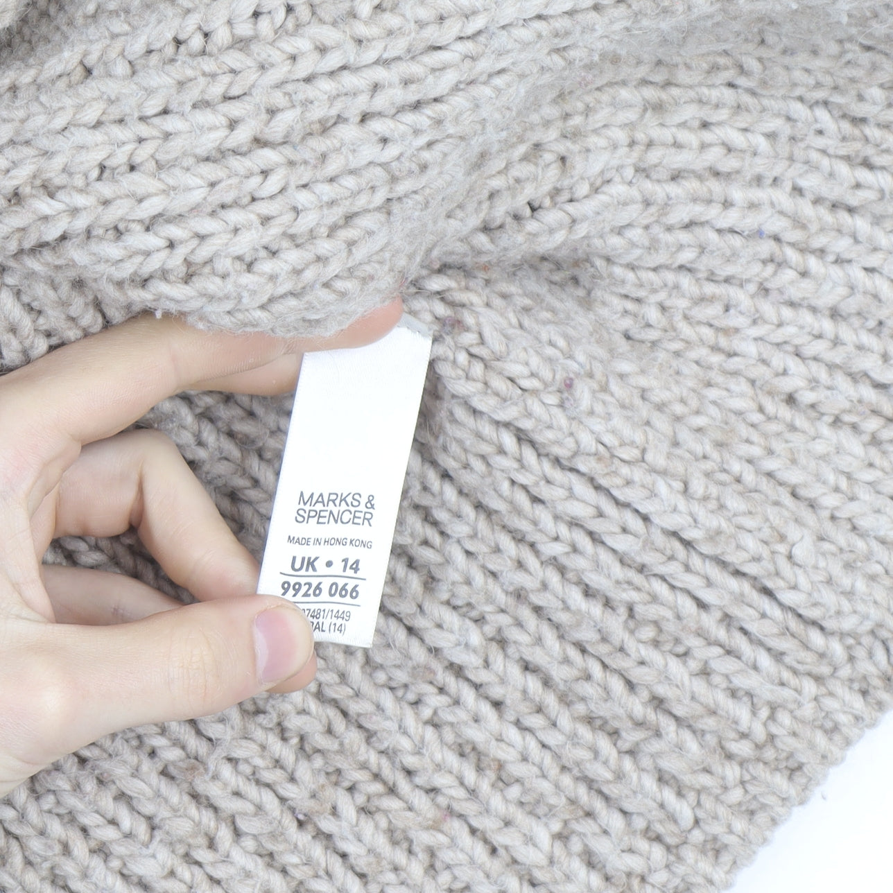 Marks and Spencer Women Beige Wool Blend Chunky Knit Cardigan UK 14