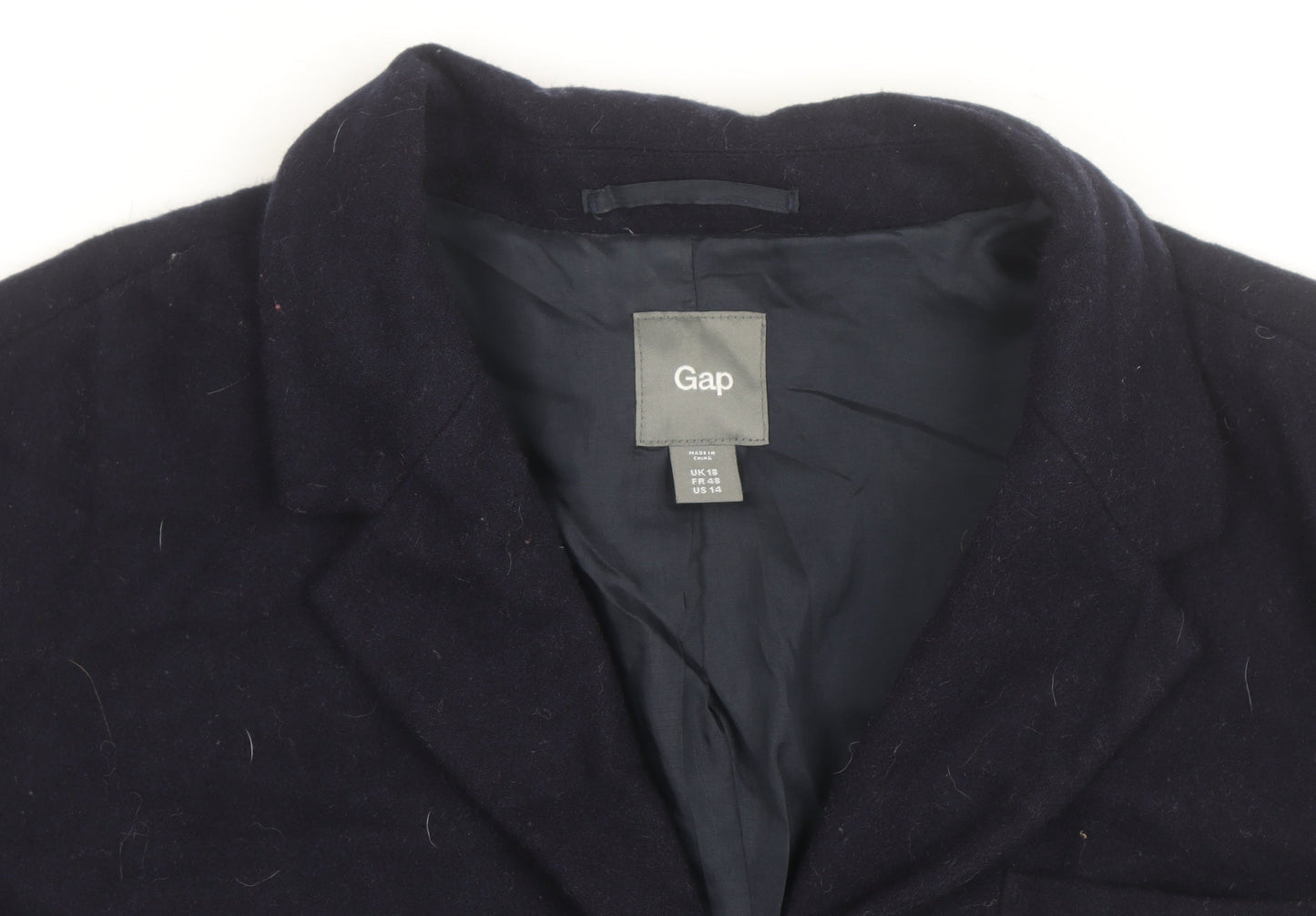 Gap Women Navy Wool Blend Single-Breasted Blazer UK 18