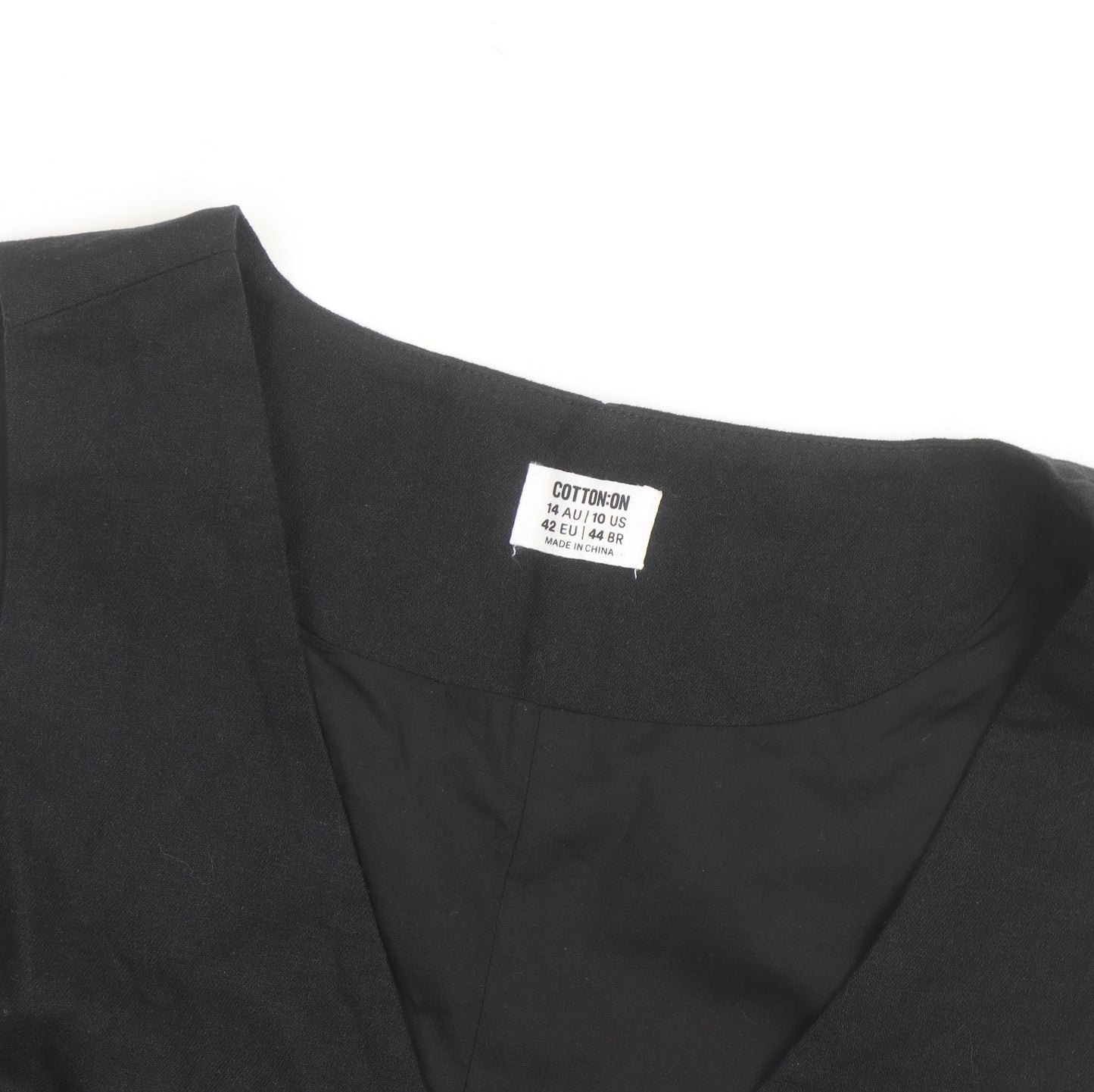 Cotton On Men Black Waistcoat 42 Slim Fit Button Casual Twill