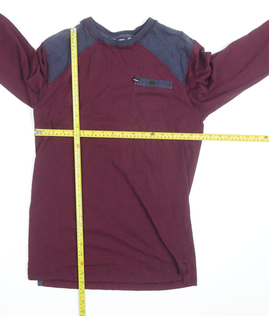 Tommy Hilfiger Men's Red XL Long Sleeve Quilted Shoulder Casual Top