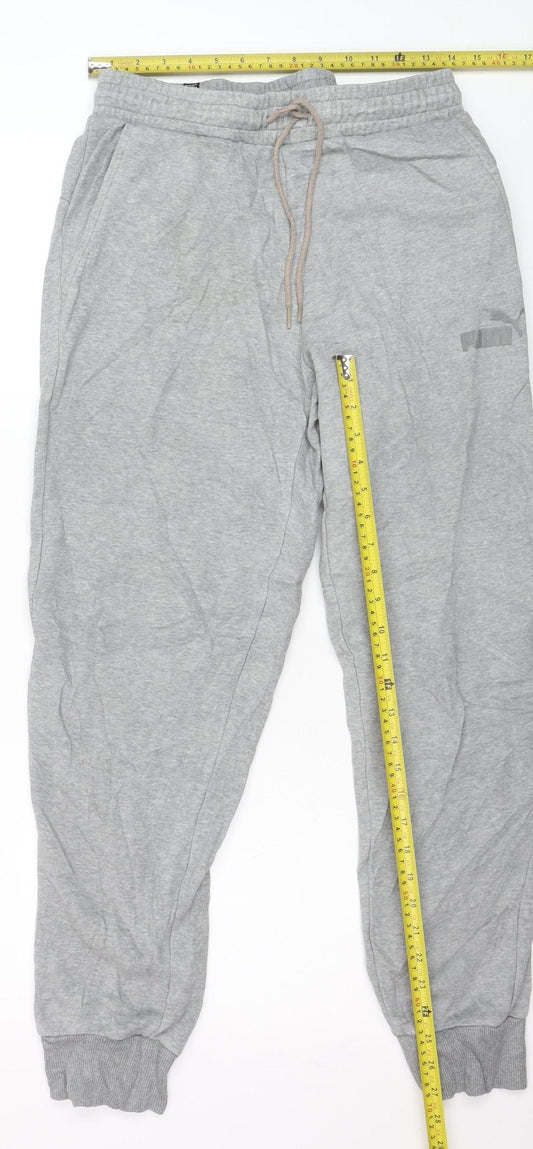 Puma Men's Grey Jogger Trousers Size L Elastic Waist Activewear