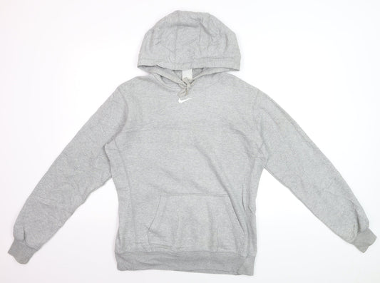 Nike Men's Grey Pullover Hoodie M Regular Fit Cotton Fleece