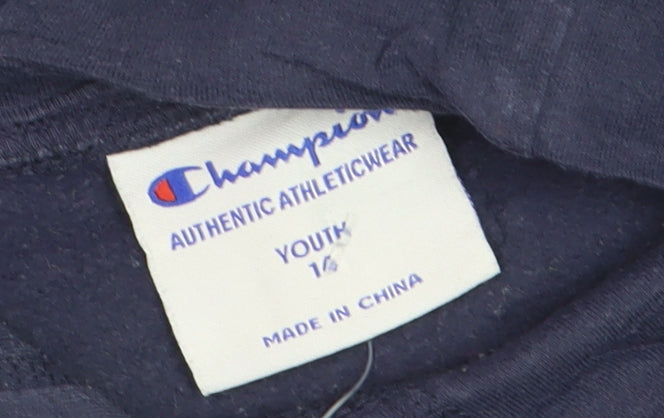 Champion Boys Blue Pullover Hoodie Youth 14 Years Casual Logo Fleece