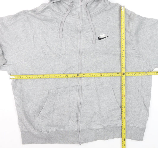 Nike Men's Grey Full Zip Hoodie XL Fleece Lined Sweatshirt