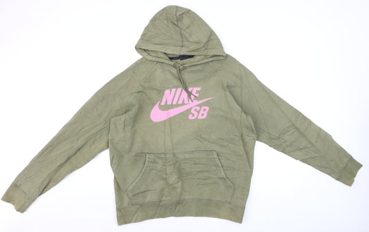 Nike SB Men's Green Pullover Hoodie M Graphic Logo Fleece