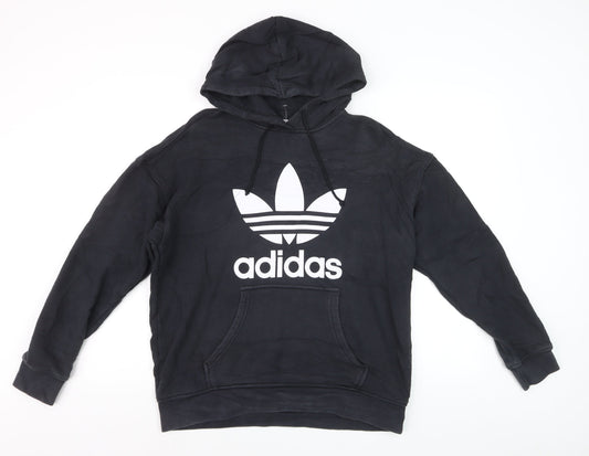 Adidas Mens Black XL Pullover Hoodie with Logo Graphic Print