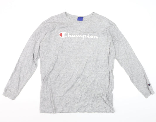 Champion Men's Grey Small Pullover Sweatshirt with Logo
