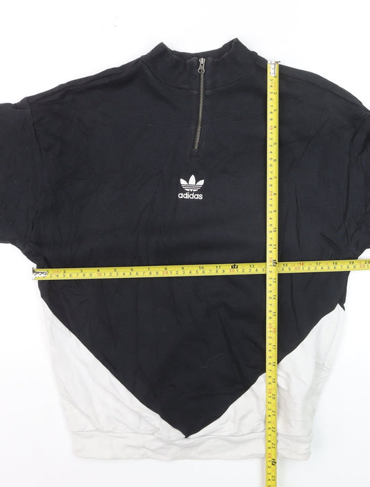 Adidas Women's Black White 1/4 Zip Colourblock Sweatshirt Size 6