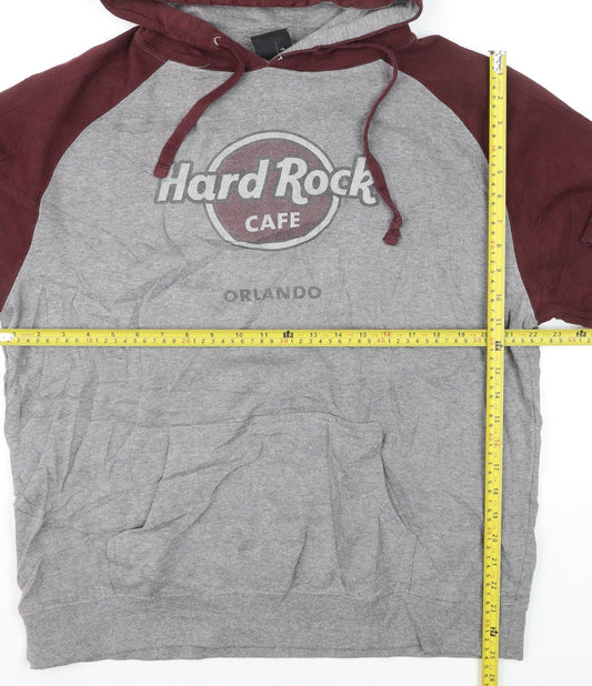 Hard Rock Men’s Grey & Maroon Pullover Hoodie L Music Logo