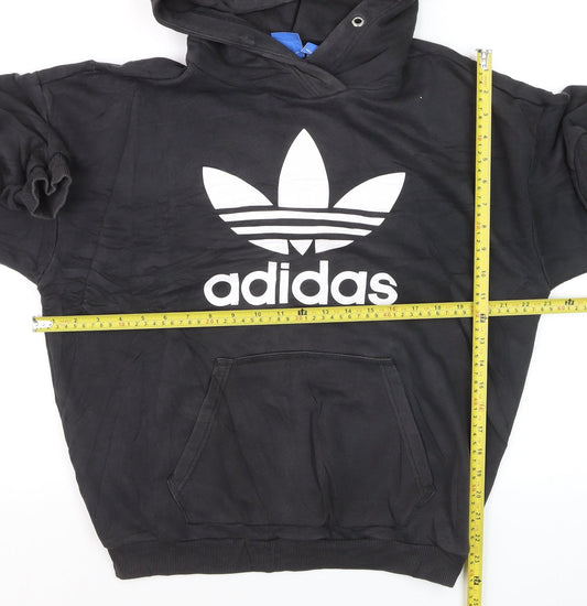 Adidas Women Black Trefoil Pullover Hoodie Size 10 Cotton Blend