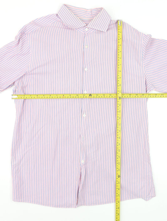 Hugo Boss Men's Multicoloured Slim Fit Striped Dress Shirt 17.5in