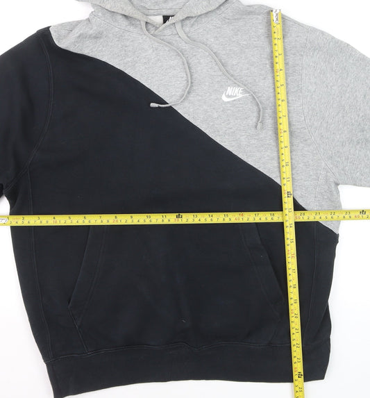 Nike Men's Grey Black Pullover Hoodie M Fleece Sportswear
