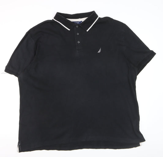 Nautica Men's Black 2XL Cotton Polo Shirt Classic Fit