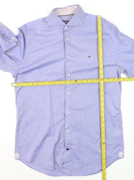 Tommy Hilfiger Men's Blue Fitted Long Sleeve Dress Shirt Size 15.5 39