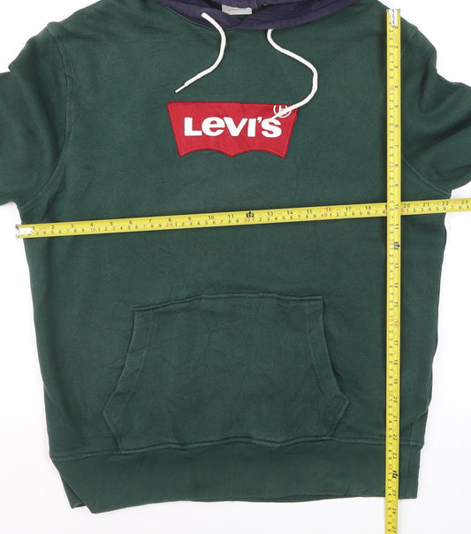 Levi's Men's Green Pullover Hoodie M Hooded Graphic Logo Sweatshirt