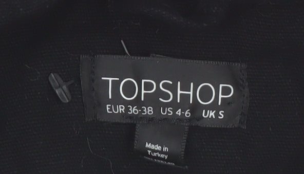 Topshop Womens Black Sequin Cropped Bomber Jacket Size S
