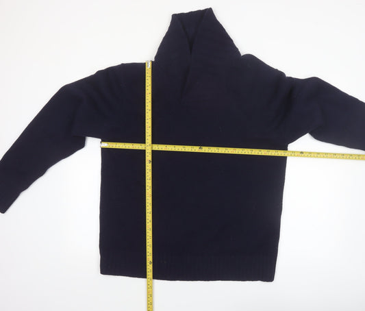 Boden Men's Blue Lambswool Shawl Neck Jumper Size L