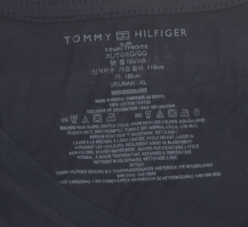Tommy Hilfiger Men's Navy Blue Slim Fit V-Neck T-Shirt XL