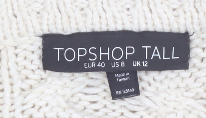 Topshop Tall Women’s Ivory Chunky-Knit Cardigan Size 12