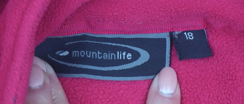 Mountainlife Women's Pink Fleece Jacket Size 18 Full Zip Lightweight Outdoor