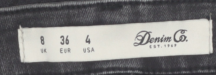 Denim Co. Women's Black Size 8 High Rise Button Denim Hot Pants