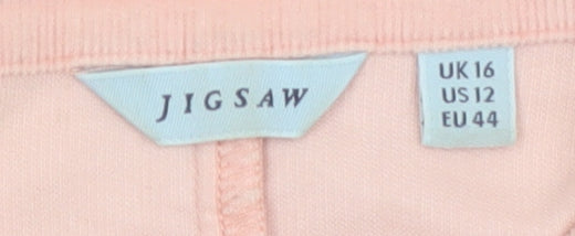 Jigsaw Women Pink Cotton Button-Up Shirt UK16 Long Sleeve