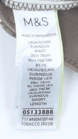 Marks and Spencer Men's Brown Straight Leg Jeans 30/29 Regular Fit Denim