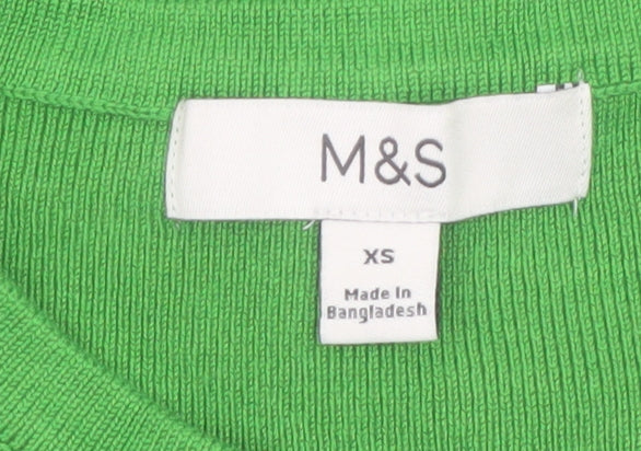 Marks and Spencer Women's Green XS Button-Up Knit Top