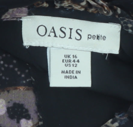 Oasis Petite Women's Multicoloured Paisley Midi Fit & Flare Dress Size 16
