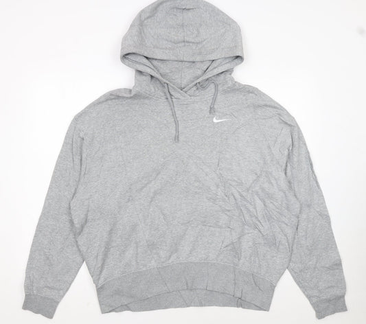 Nike Women’s Grey Pullover Hoodie Medium Cotton Blend Drawstring