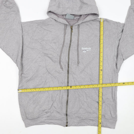 Reebok Womens Grey Full Zip Hoodie Size 12 Essentials Sweatshirt