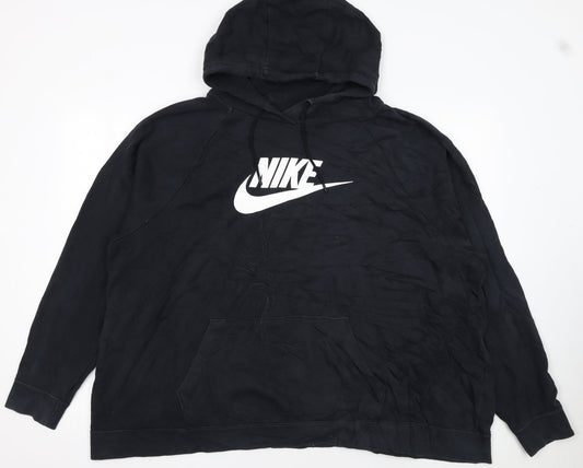 Nike Mens Black 2XL Pullover Hoodie with Logo Graphic
