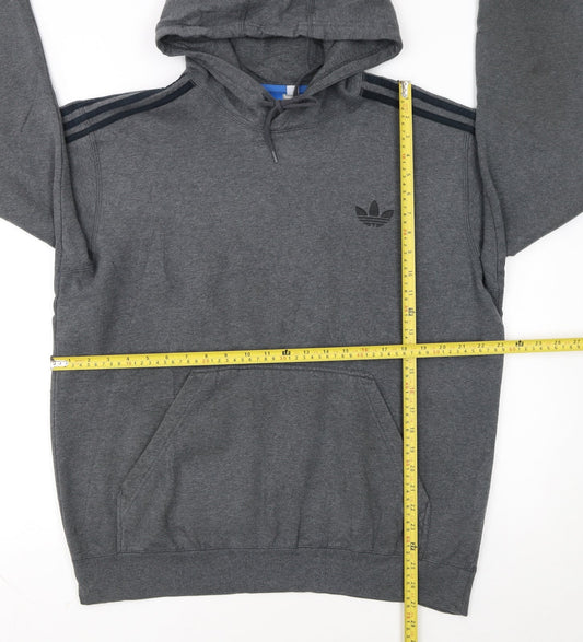 Adidas Men's Grey Pullover Hoodie L Regular Fit Sportswear