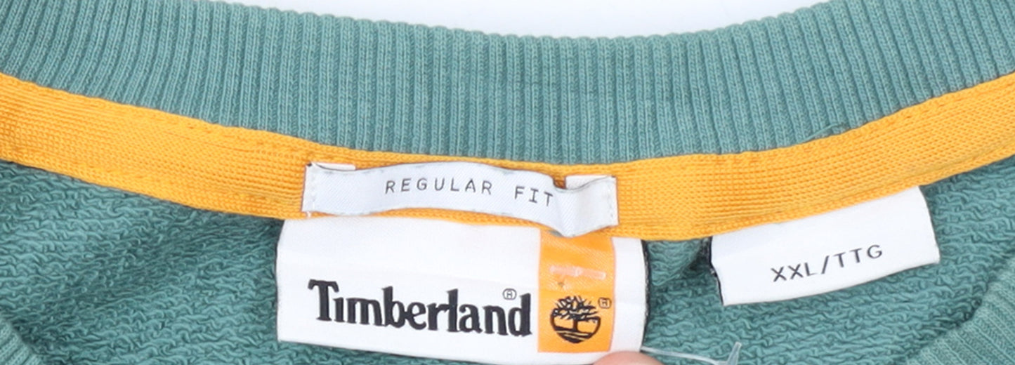 Timberland Men's Green Logo Crew Neck Regular Fit 2XL Sweatshirt
