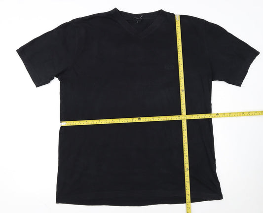 Hugo Boss Men's Black 2XL V-Neck Cotton T-Shirt