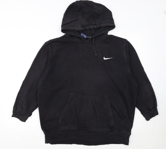 Nike Women Black Pullover Hoodie L Cotton Blend Casual Sweatshirt
