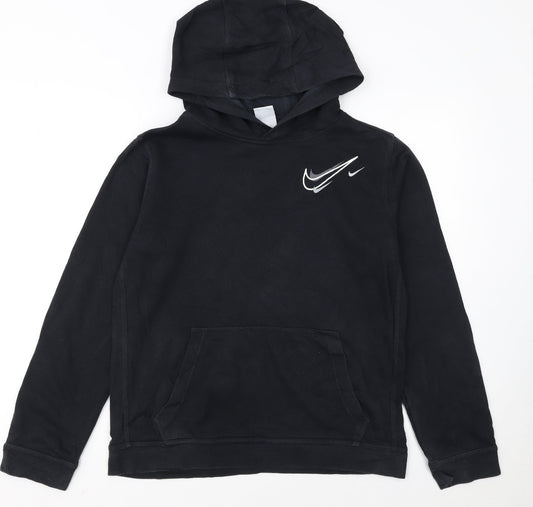 Nike Boys Black XL Pullover Hoodie with Logo Graphic Print