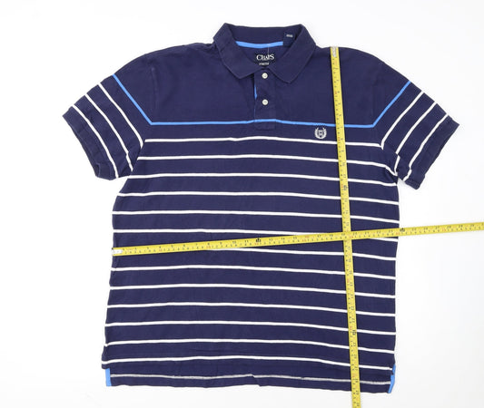 Chaps Men's Blue Striped Stretch Polo Shirt XL