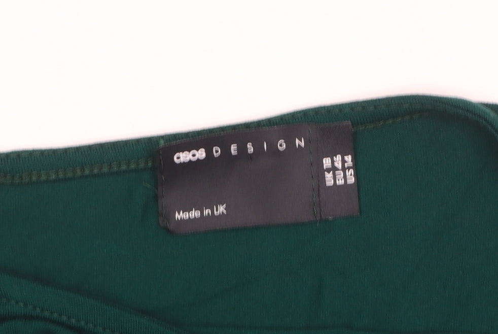 ASOS Women’s Green Bodycon Midi Dress Size 18 Long Sleeve Asymmetric