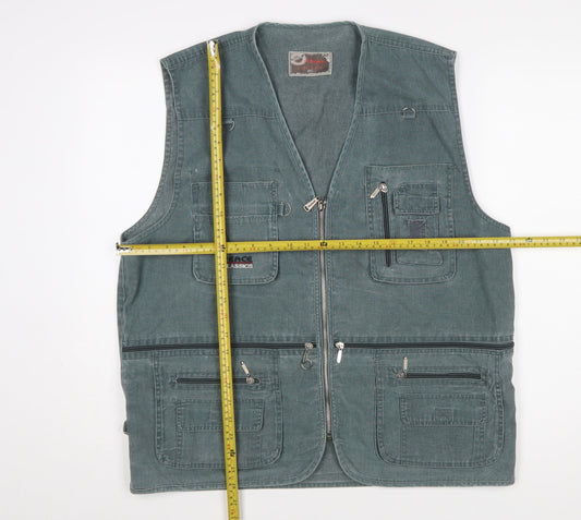Peace Classics Men's Green Cotton Outdoor Utility Waistcoat 2XL