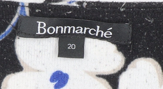 Bonmarché Women’s Black Floral 3/4 Sleeve Pullover Jumper Size 20