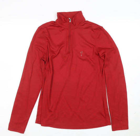 Golfino Women's Red Long Sleeve 1/4 Zip Golf Top Size 12