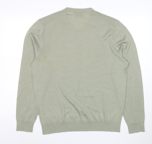Marks and Spencer Men’s Green Merino Wool V-Neck Jumper L