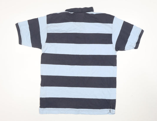 Cedarwood State Men's Blue Striped Cotton Polo Shirt Size M