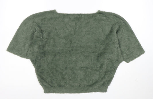 Luisa Ricci Women's Green Mohair Knit Cropped Blouse Size M