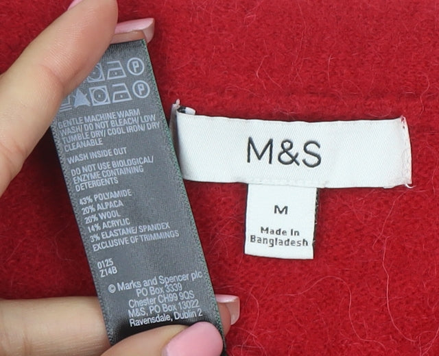 Marks and Spencer Women Red Alpaca Wool Cardigan M V-Neck Knit