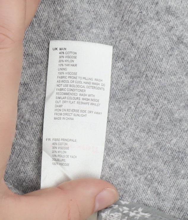 White Stuff Grey Marl Full Zip Hooded Sweatshirt Size 14