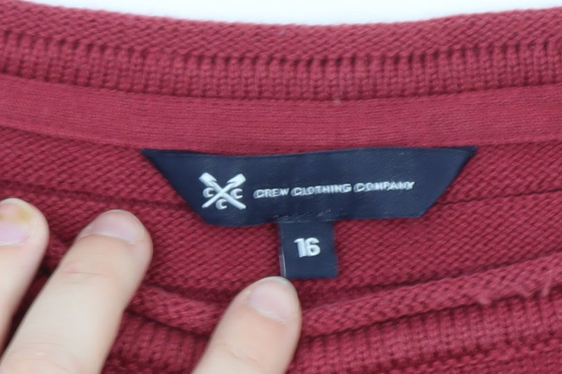Brand and care label for Crew Clothing Women Red, size 16, Ribbed Knit Jumper