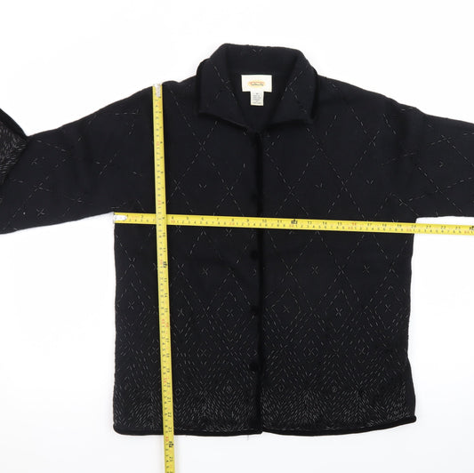 Talbots Women’s Black Wool Angora Collared Cardigan M